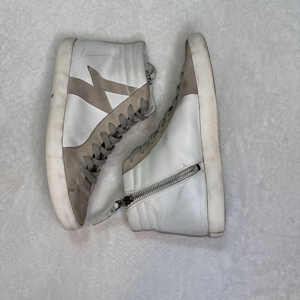 Sam Edelman Avon Size 8 Beige Cream Distressed Leather High Top Sneakers Shoe